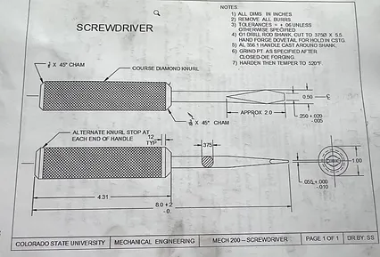 Screwdriver Engineering Drawing Specifications