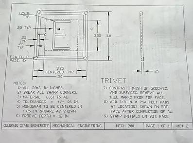 Trivet Engineering Drawing Specifications